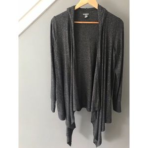 Plush Gray Hooded Cardigan
